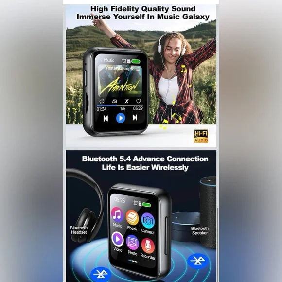 MP3 Player with 128GB TF Card, Bluetooth 5.4 Lossless Sound Audio Player - Picture 5 of 5